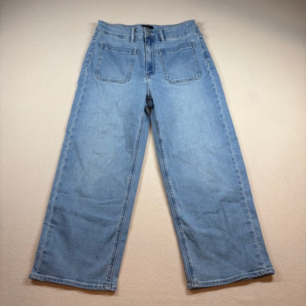 Quince Bella Stretch Patch Pocket Wide Leg Jeans 29 Frosted Blue Casual Classic